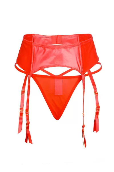 Porte-jarretelles wetlook avec string rouge