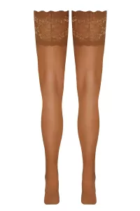 Bas autofixants large jarretière dentelle beige - Cotelli Legwear