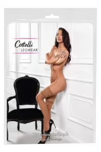 Bas autofixants large jarretière dentelle beige - Cotelli Legwear