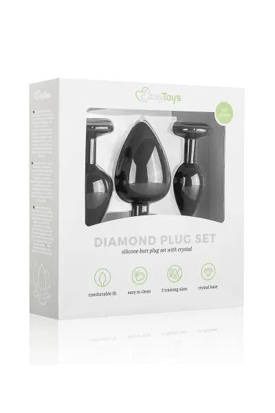 Kit entrainement 3 Butt plugs noir - Easy Toys