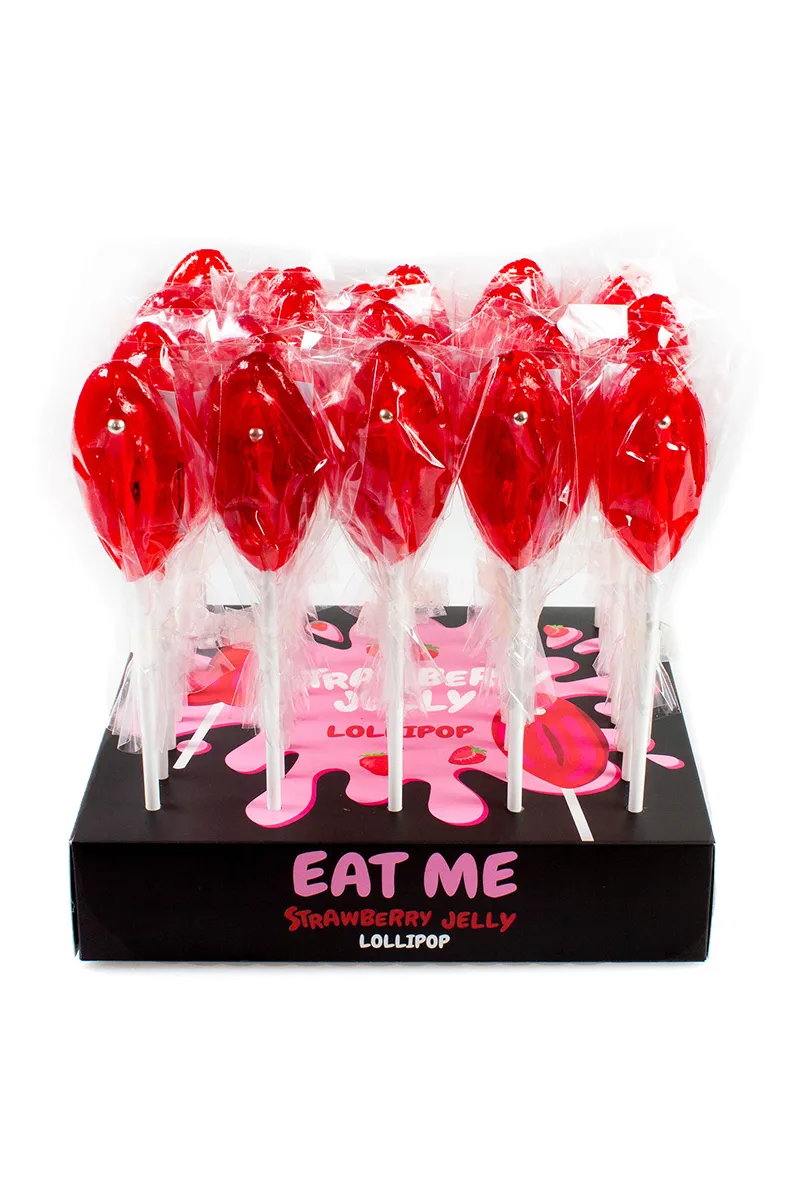 Présentoir de 40 sucettes vulve à la fraise