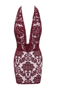 Mini robe dos nu en tulle floqué Kink Royal F385 - Noir Handmade