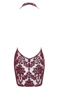 Mini robe dos nu en tulle floqué Kink Royal F385 - Noir Handmade