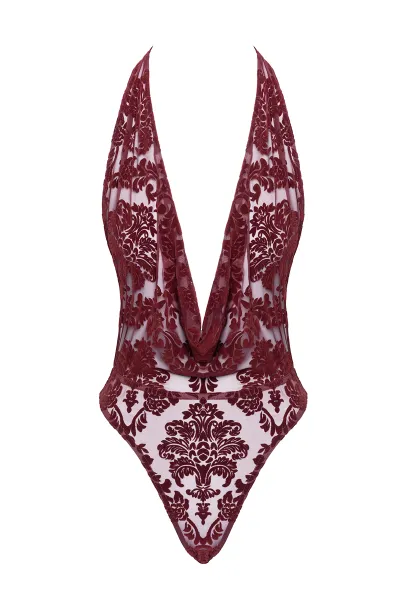 Body en tulle floqué Kink Royal F386 - Noir Handmade