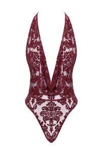 Body en tulle floqué Kink Royal F386 - Noir Handmade