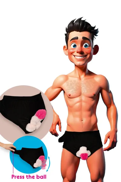 Slip avec pénis en peluche mobile