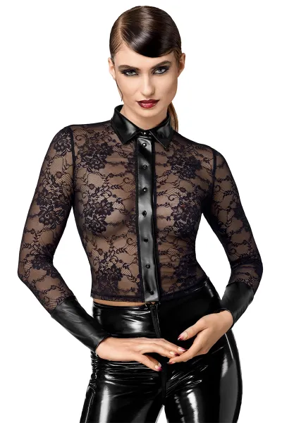 Chemise dentelle Noirelle F377 - Noir Handmade