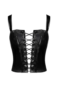 Corset en vinyle Dominae F379 - Noir Handmade