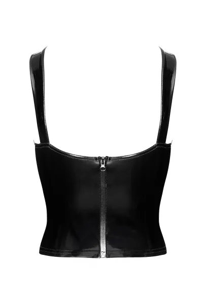 Corset en vinyle Dominae F379 - Noir Handmade