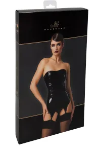 Corset porte-jarretelle vinyle Dominae F381 - Noir Handmade