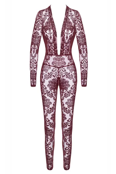 Combinaison en tulle floqué Kink Royal F382 - Noir Handmade