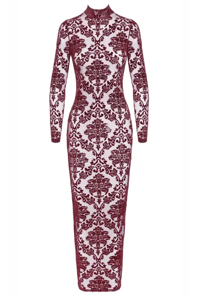 Robe fendue en tulle floqué Kink Royal F383 - Noir Handmade