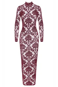 Robe fendue en tulle floqué Kink Royal F383 - Noir Handmade