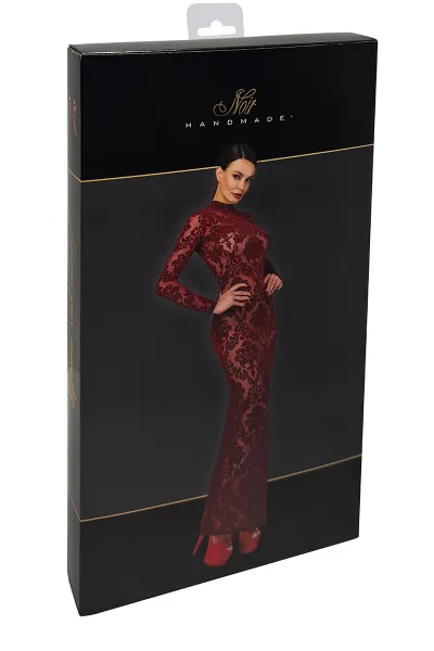 Robe fendue en tulle floqué Kink Royal F383 - Noir Handmade