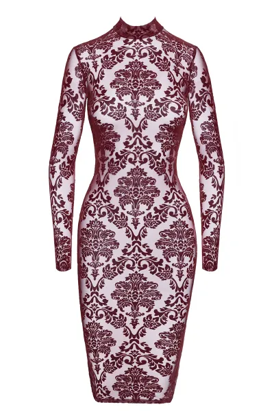 Robe fourreau en tulle floqué Kink Royal F384 - Noir Handmade