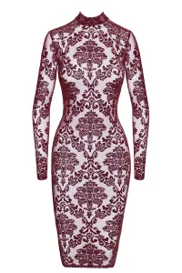 Robe fourreau en tulle floqué Kink Royal F384 - Noir Handmade