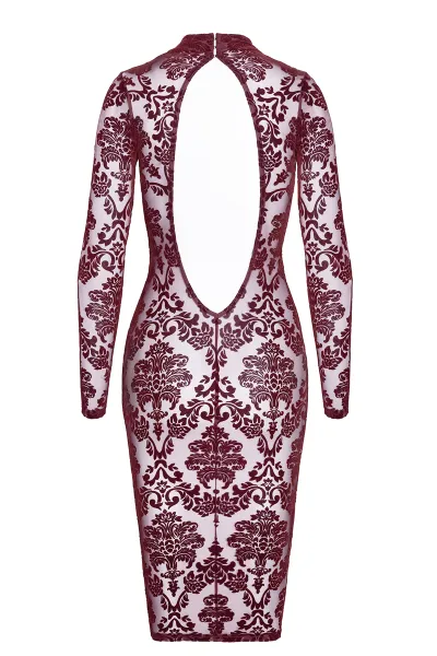 Robe fourreau en tulle floqué Kink Royal F384 - Noir Handmade