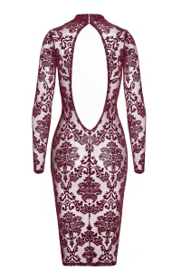 Robe fourreau en tulle floqué Kink Royal F384 - Noir Handmade