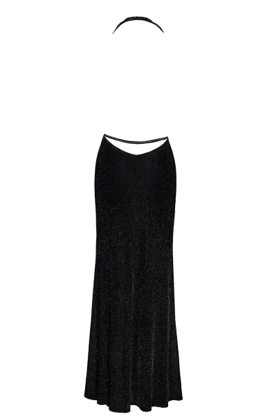 Robe longue fendue Onyx F373 - Noir Handmade