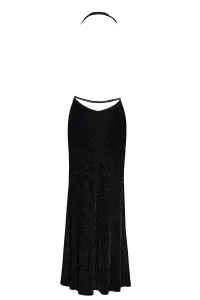 Robe longue fendue Onyx F373 - Noir Handmade