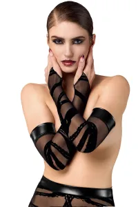 Gants longs floqués Bondesque F361 - Noir Handmade