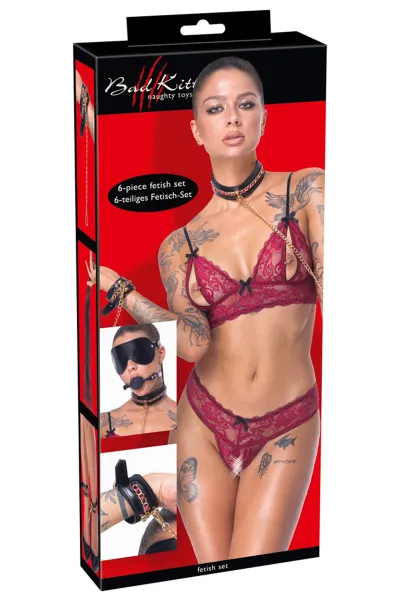 Ensemble 7 pièces Fetish SM noir -  Bad Kitty 