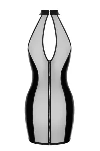 Mini robe tulle et wetlook Luxuria F370 - Noir Handmade